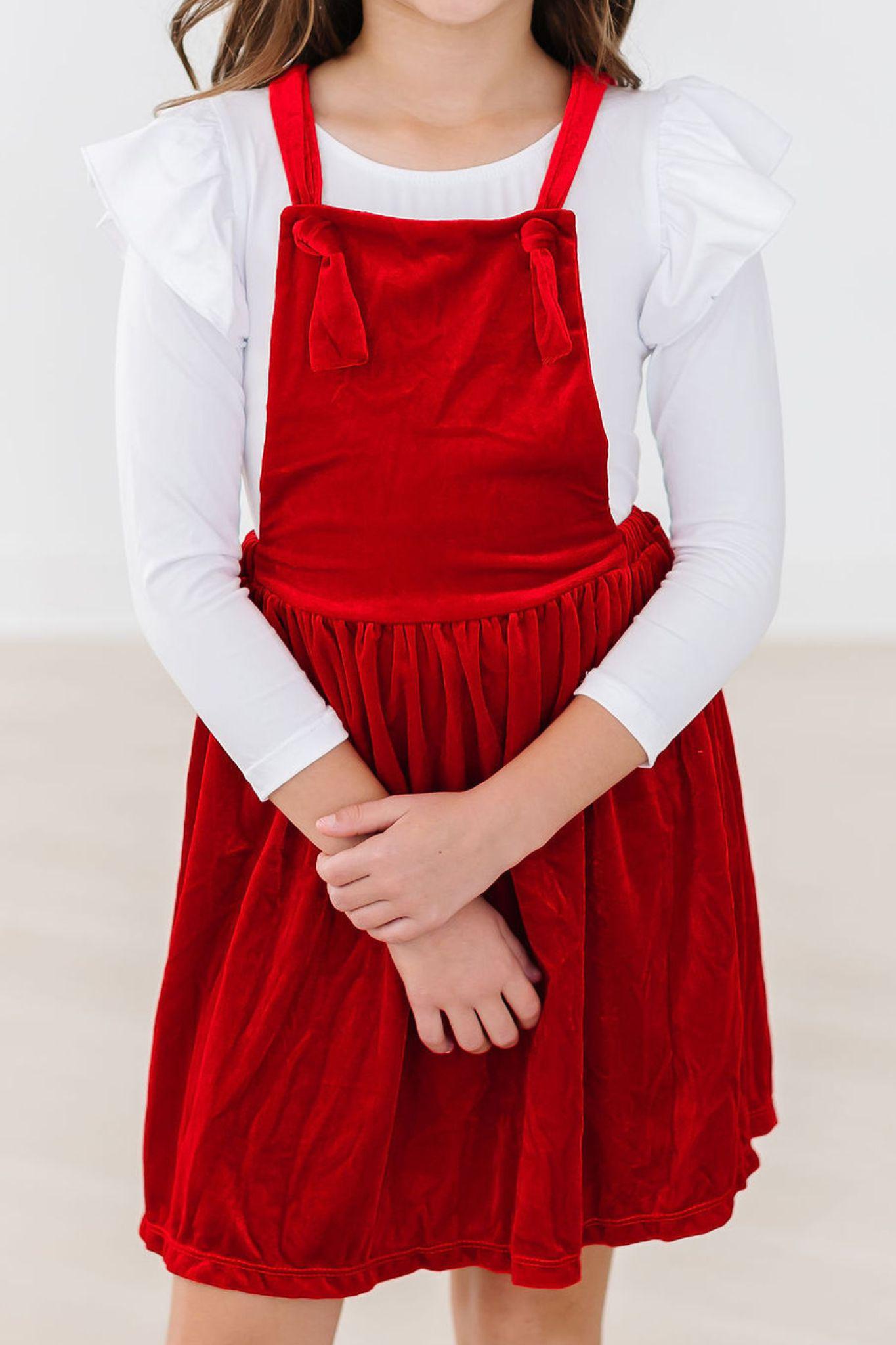 Mila & Rose Red Velvet Pinafore