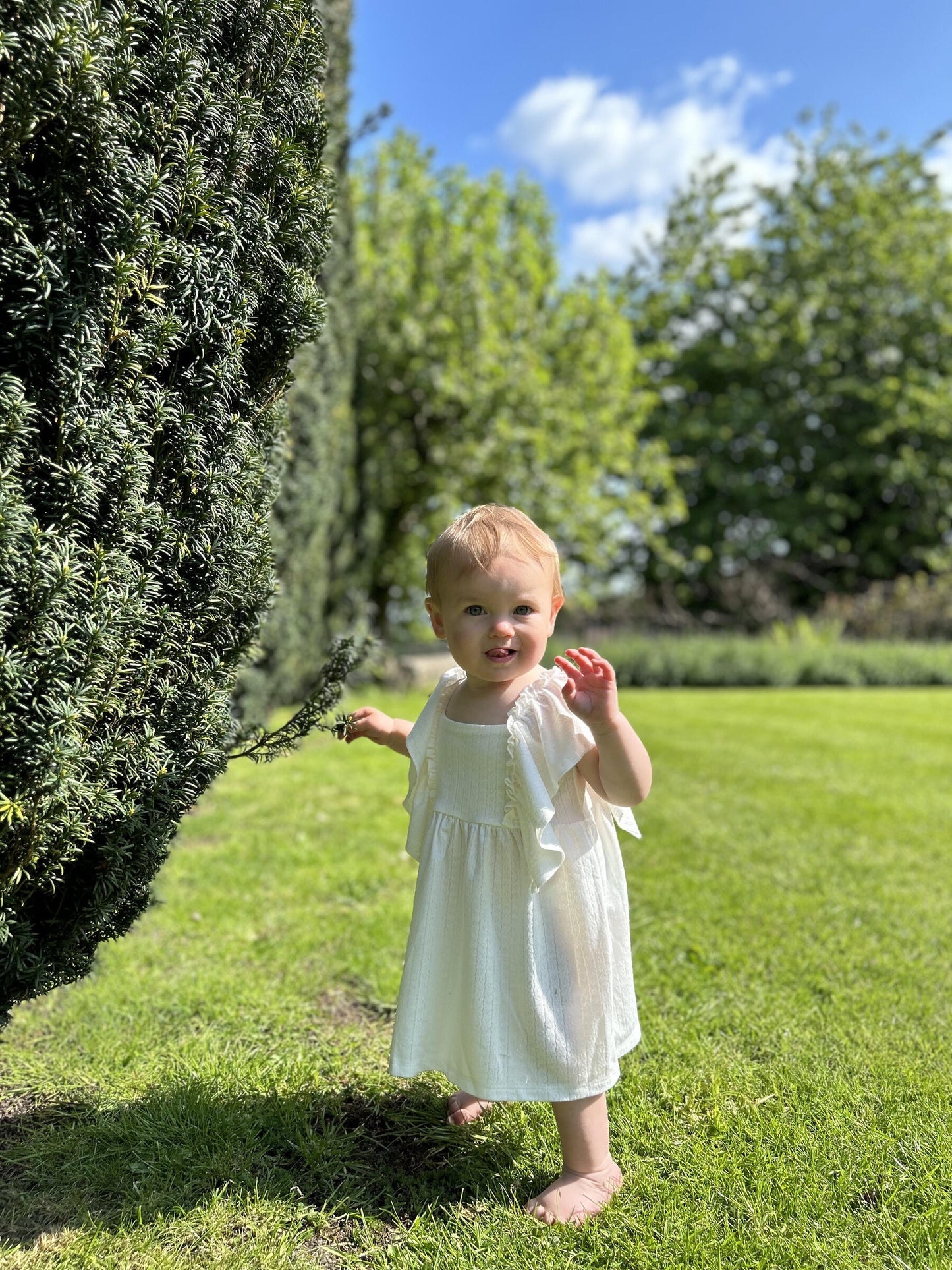 Ettie+H White Ruffle Dress